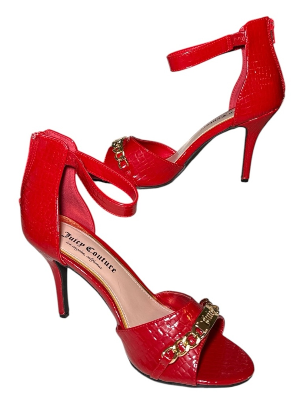 Juicy Couture Maia Chain Croc Embossed High Heels 9.5